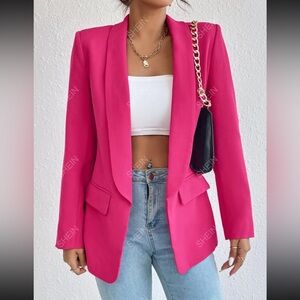 Shein BARBIE 🩷 Solid Shawl Collar Blazer Hot Pink / L(8/10)